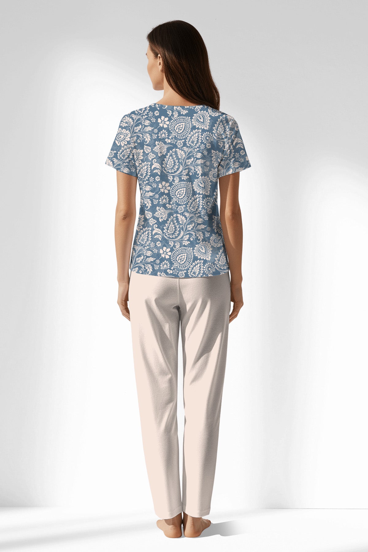 Woman Polyviscon Edelia Buttoned Collar Pyjama Set - B-ROTASYON - Image 3