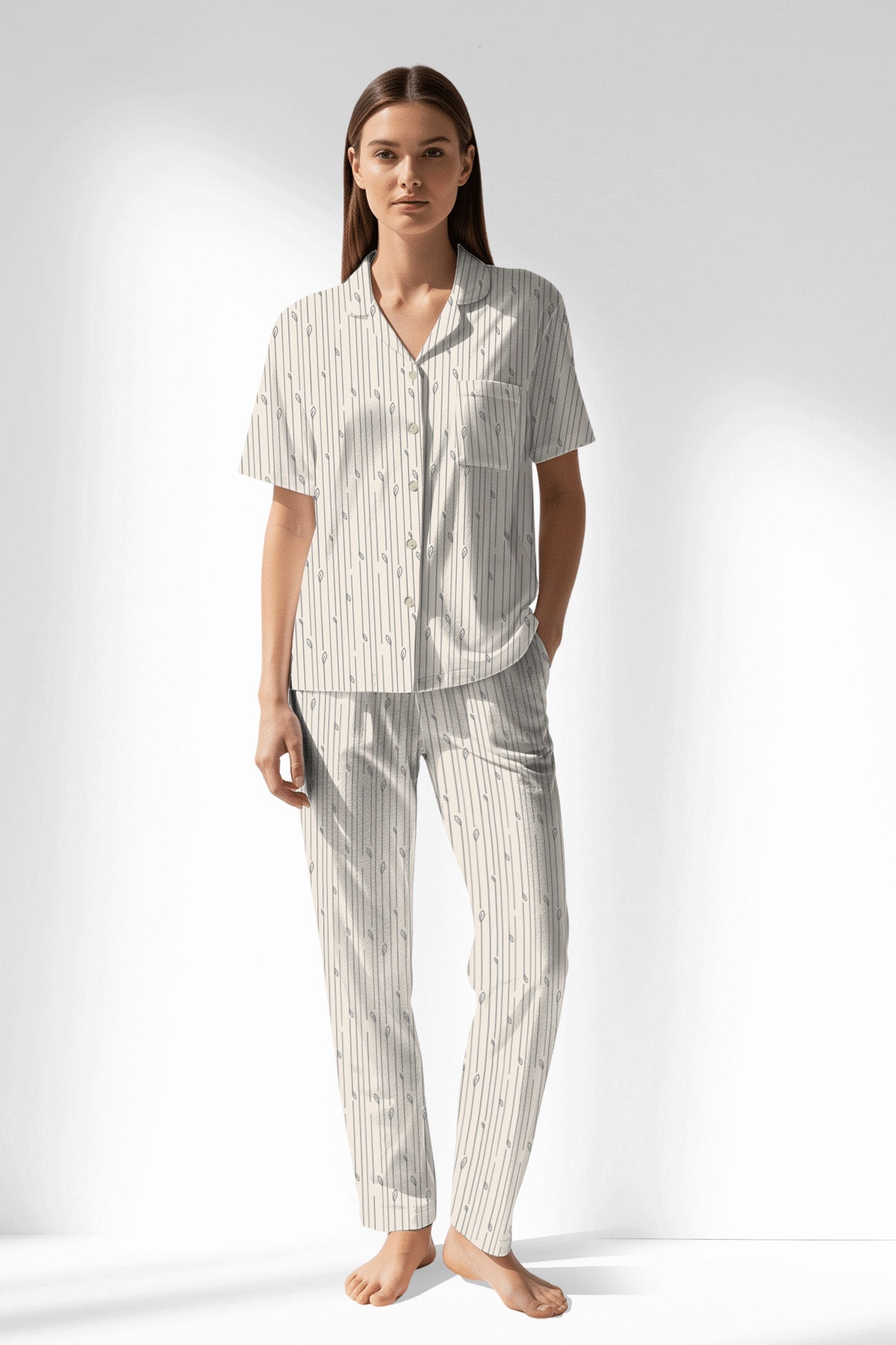 Woman Polyviscon Lina Buttoned Pyjama Set - ROTASYON - Image 1