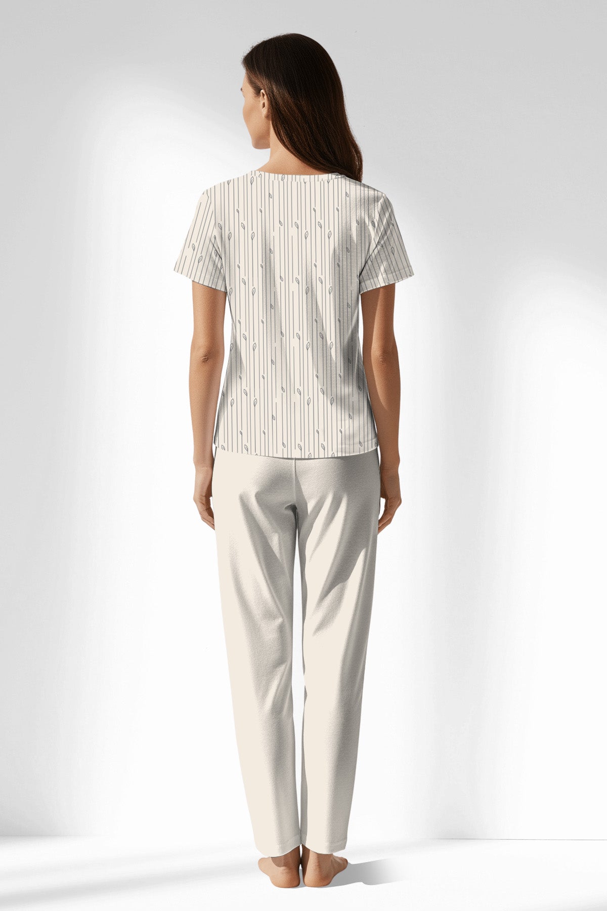 Woman Polyviscon Lina Buttoned Collar Pyjama Set - ROTASYON - Image 3