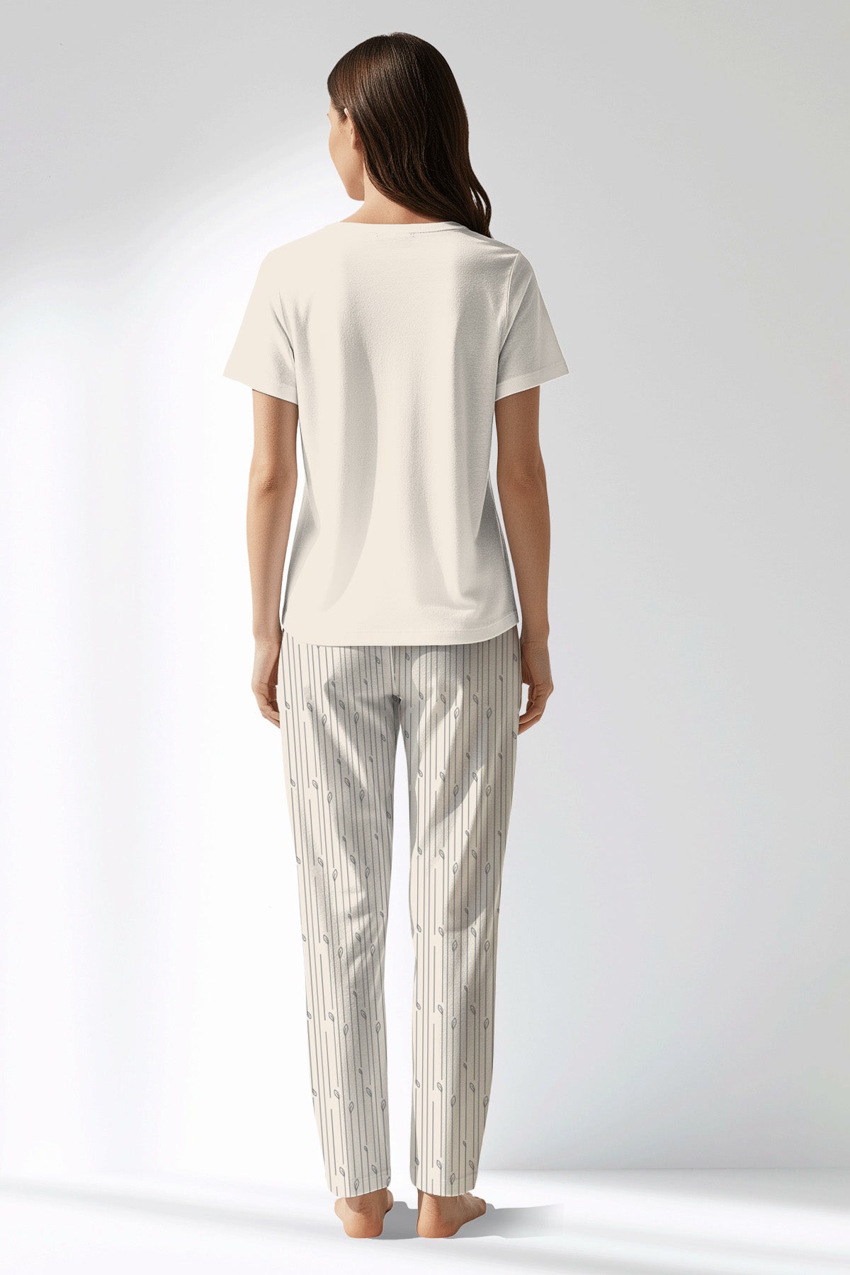 Woman Polyviscon Lina Drop Collar Pyjama Set - 11-0606 - Image 3