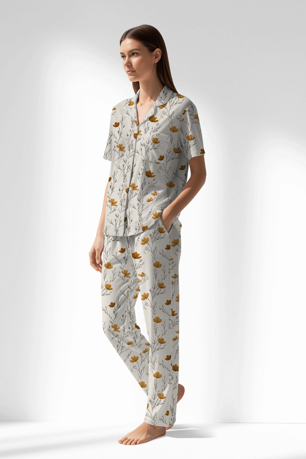 Woman Polyviscon Linora Buttoned Pyjama Set - ROTASYON - Image 2