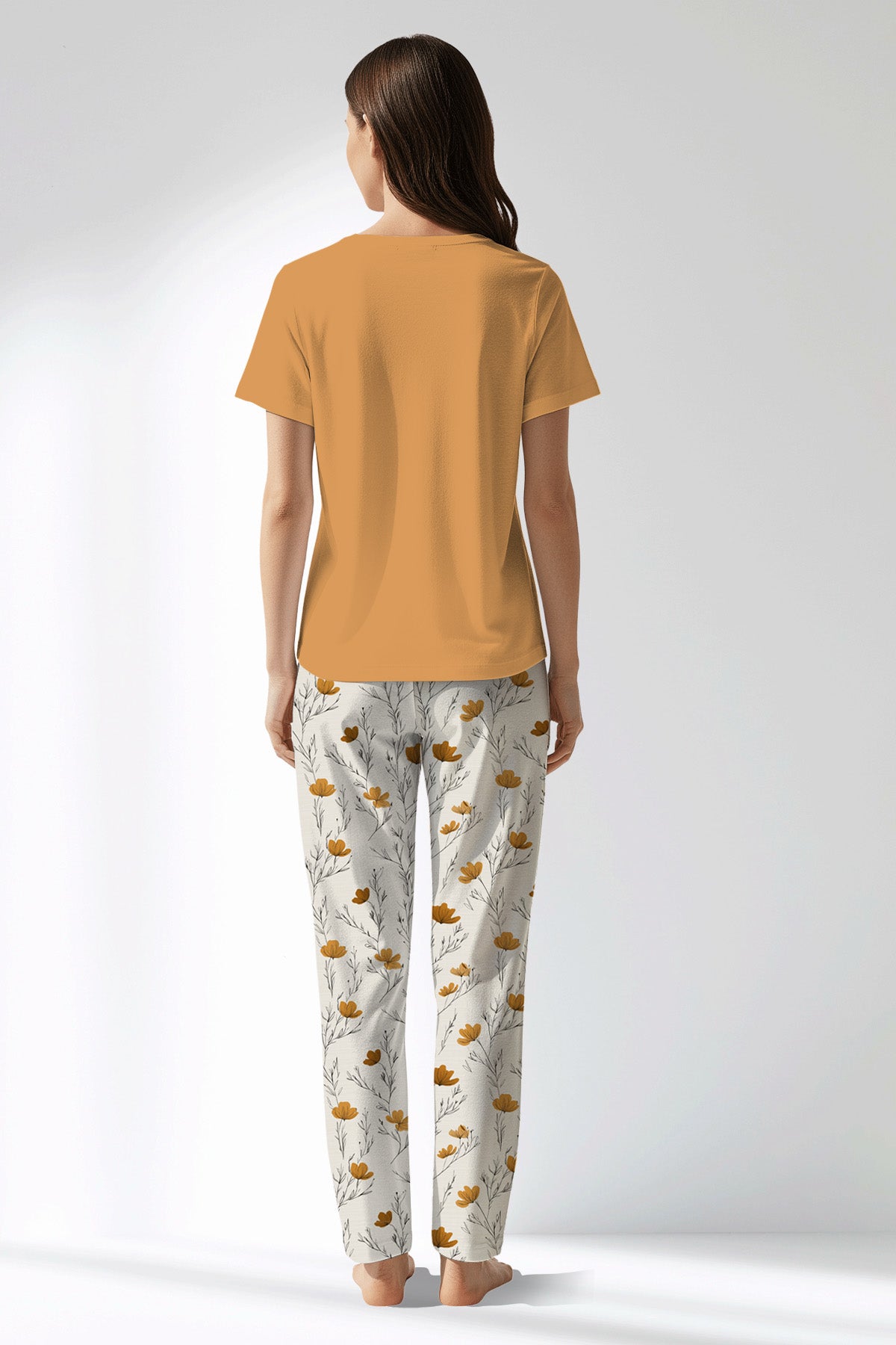 Woman Polyviscon Linora Drop Collar Pyjama Set - GOLDEN NUGGET - Image 3