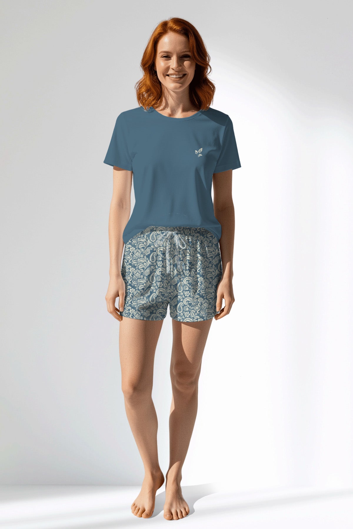Woman Polyviscon Noble Short Set - SMOKE BLUE - Image 1