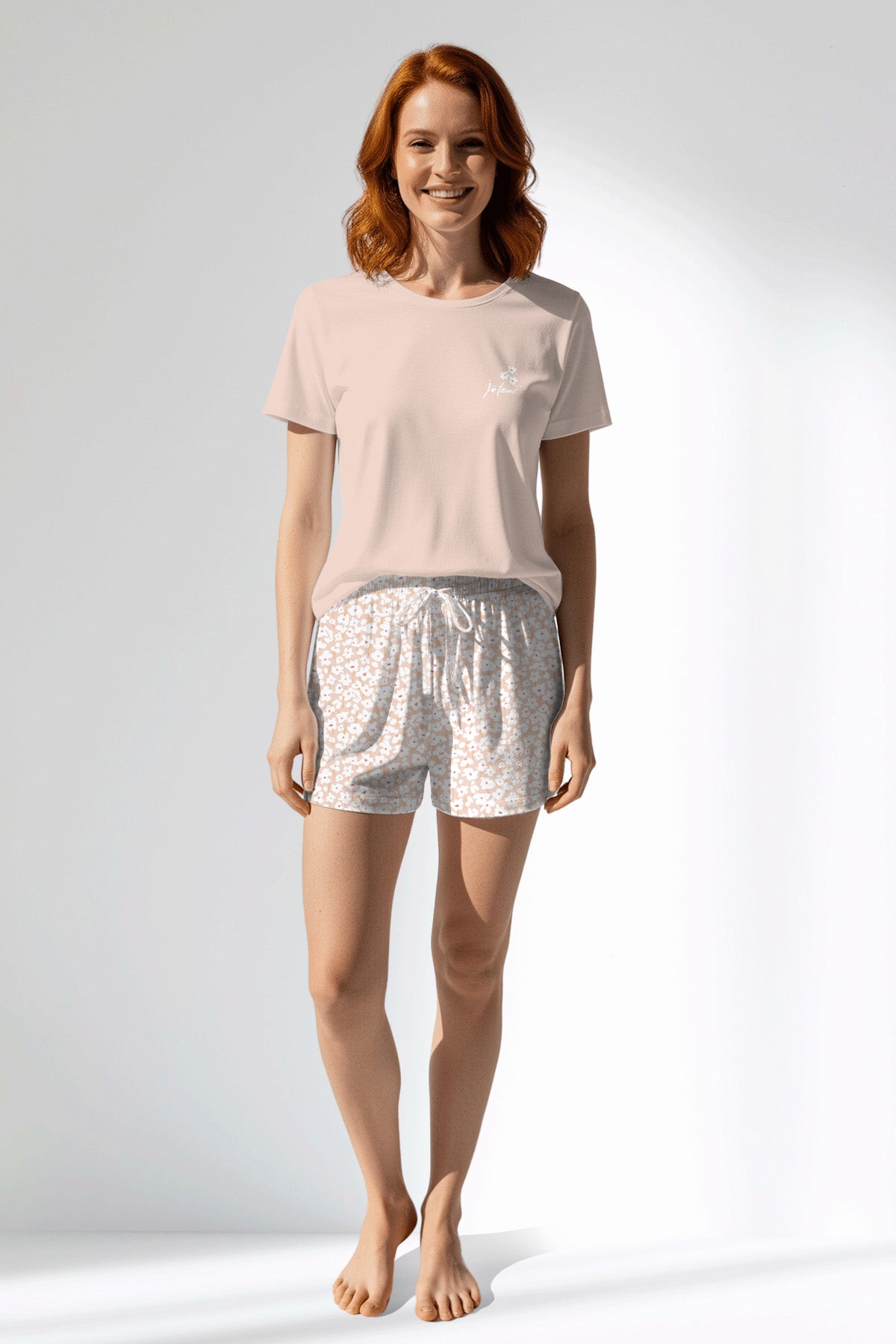 Woman Polyviscon Vanilla Short Set - SOFT PINK - Image 1