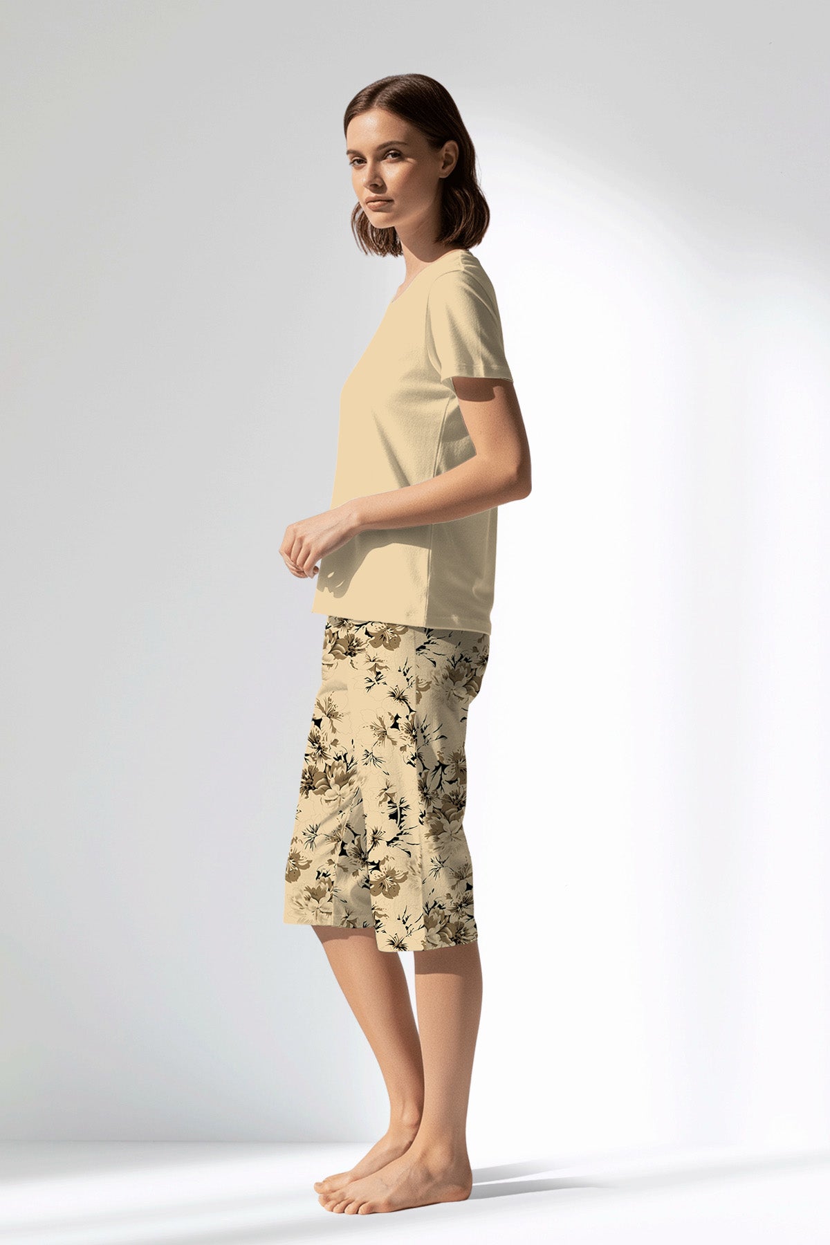 Woman Polyviscon Fleuron Capri Set - METRAJ ZEMIN - Image 2
