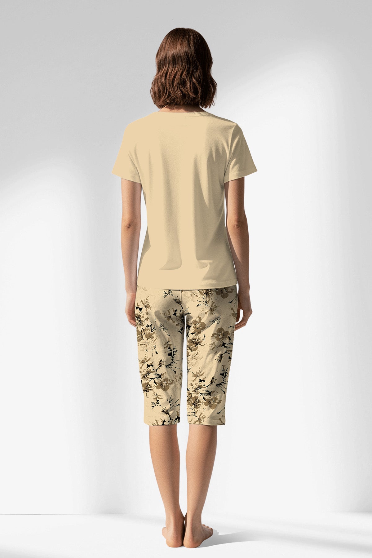 Woman Polyviscon Fleuron Capri Set - METRAJ ZEMIN - Image 1