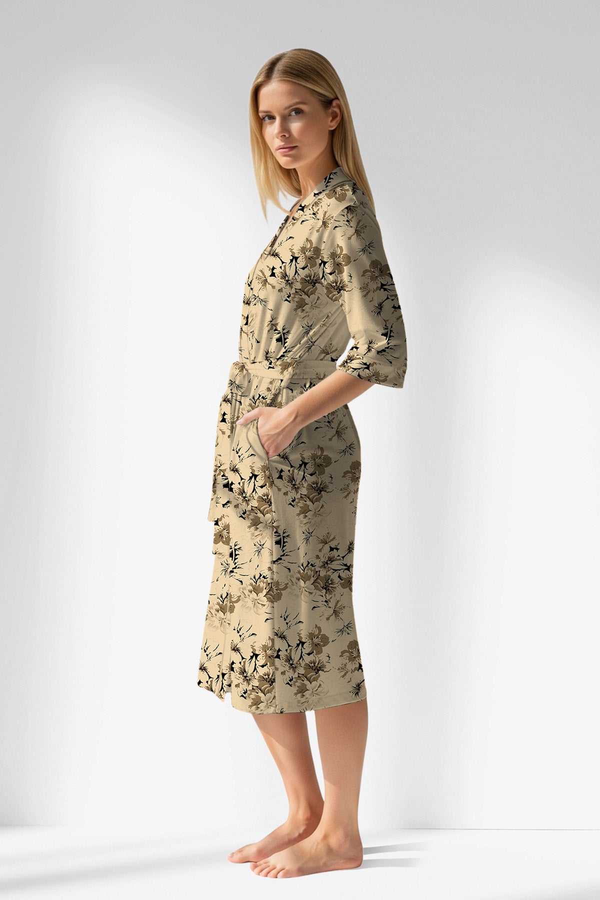 Woman Polyviscon Fleuron Dressing Gown - ROTASYON - Image 2