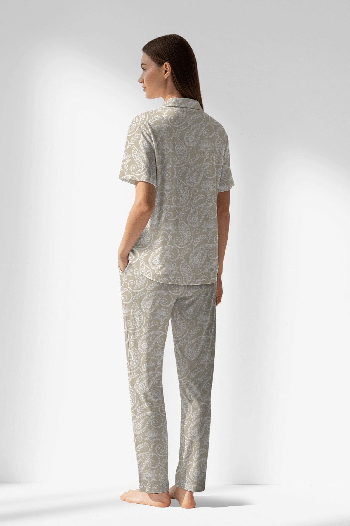 Woman Polyviscon Lunafleur Buttoned Pyjama Set - ROTASYON - Image 3