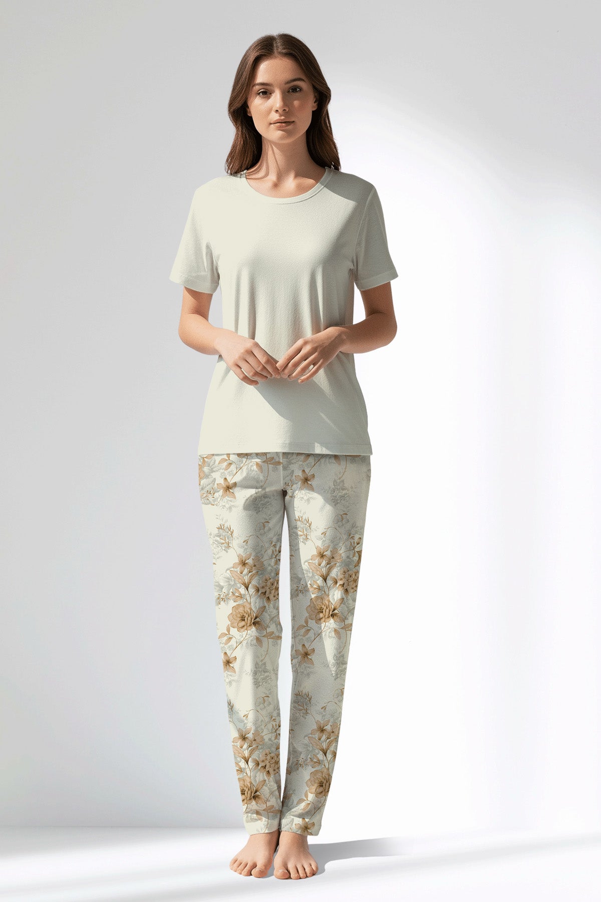 Woman Polyviscon Magnolia Pyjama Set - METRAJ ZEMIN - Image 1