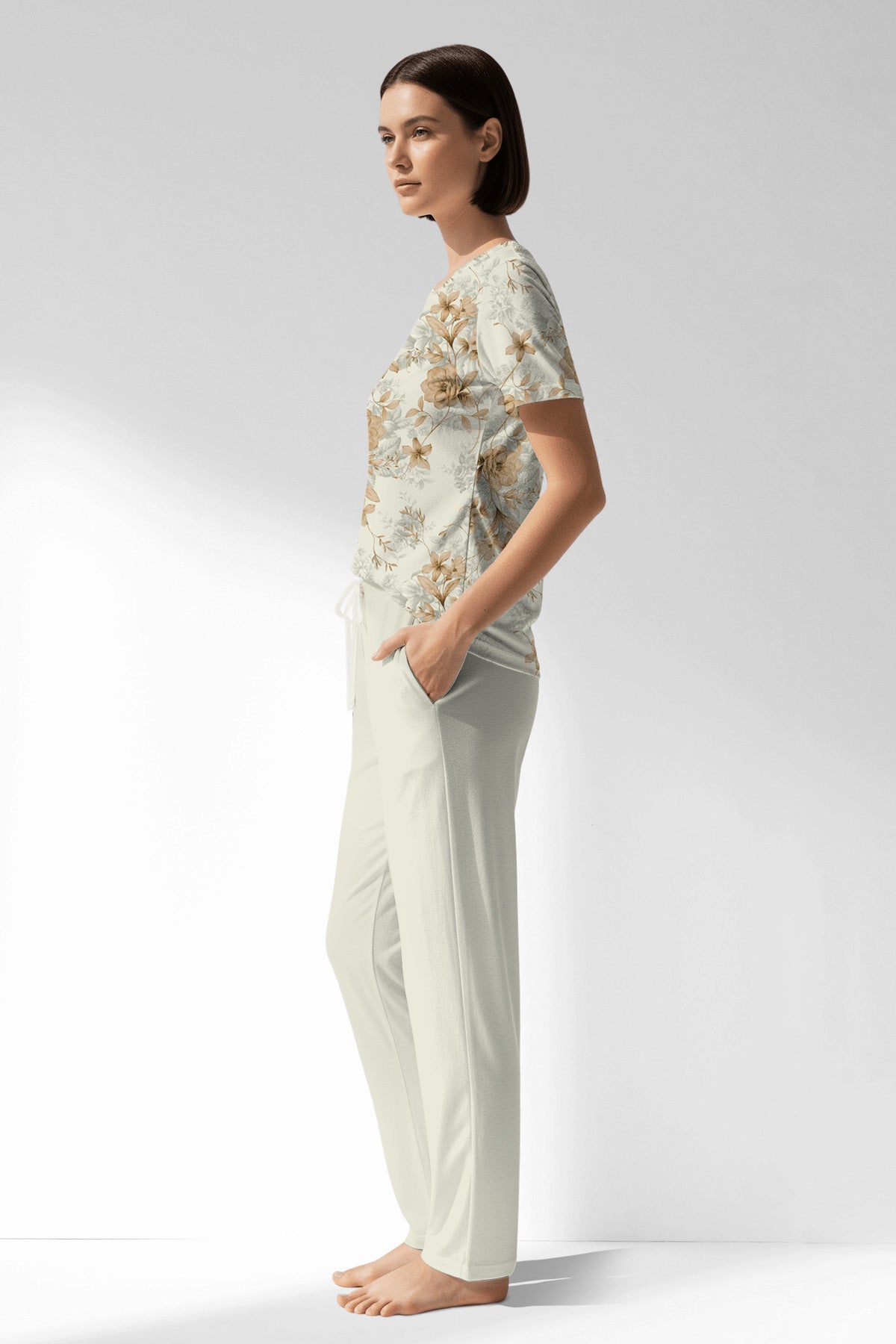 Woman Polyviscon Magnolia Pocket Detail Pyjama Set - ROTASYON - Image 2
