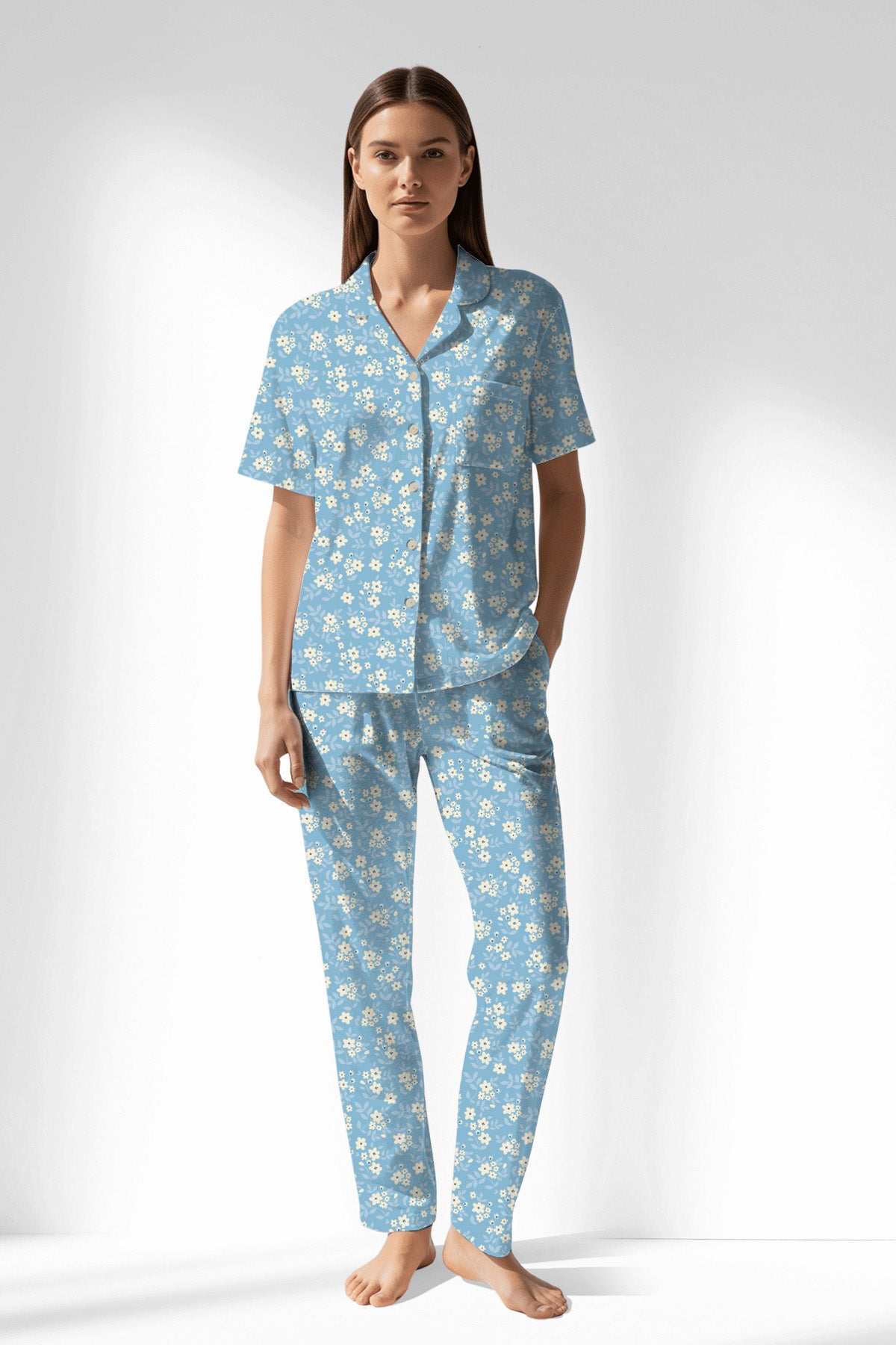 Woman Polyviscon SoftAura Buttoned Pyjama Set - ROTASYON - Image 1
