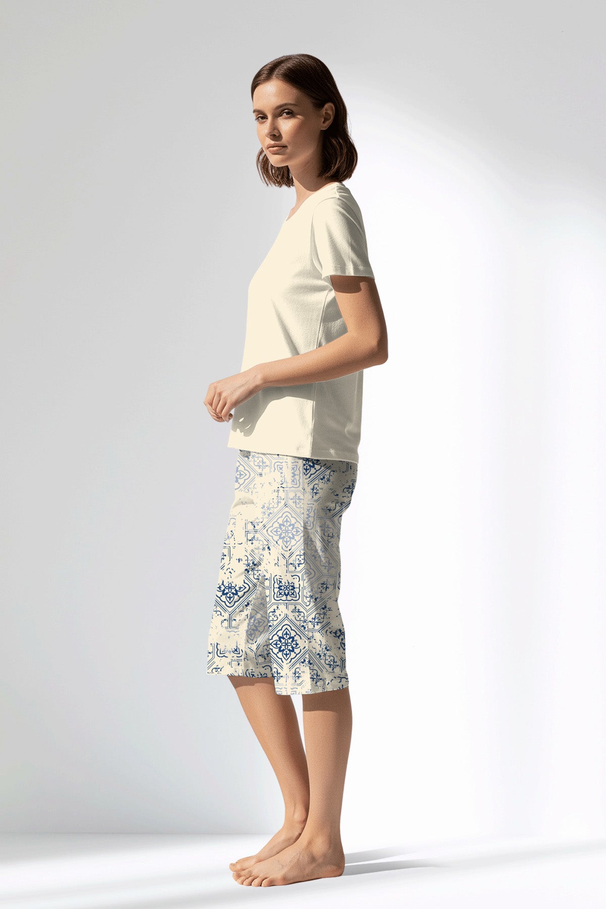 Woman Polyviscon Bluetile Capri Set - 11-0107 - Image 2
