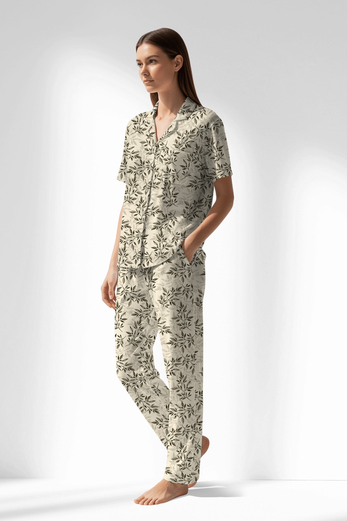 Woman Polyviscon DuskFlora Buttoned Pyjama Set - ROTASYON - Image 2