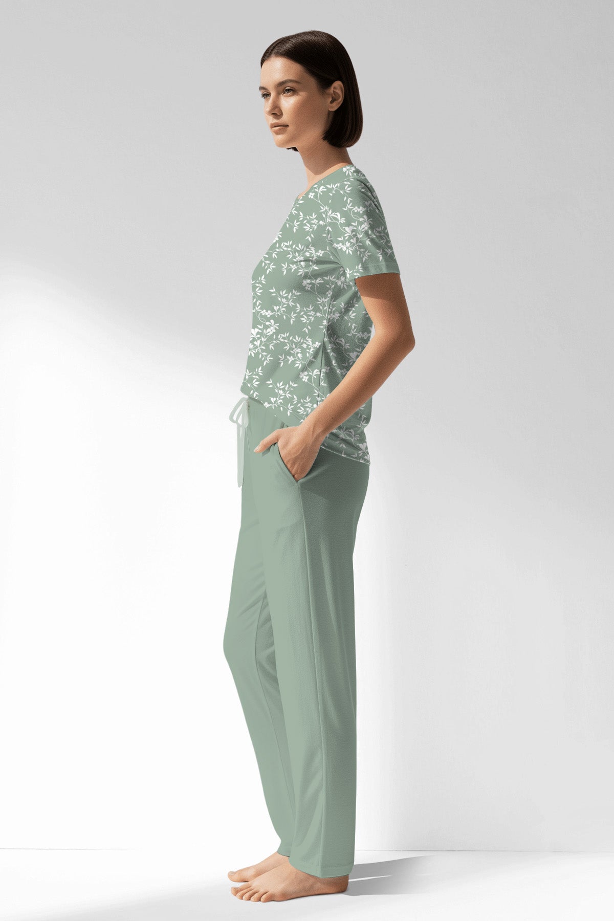 Woman Polyviscon GreenDay Pocket Detail Pyjama Set - ROTASYON - Image 2