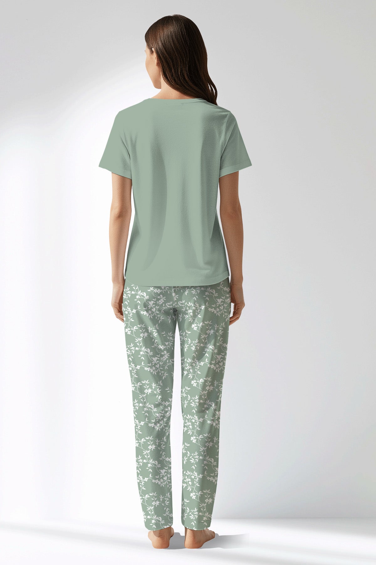 Woman Polyviscon GreenDay Drop Collar Pyjama Set - 15-5706 - Image 3
