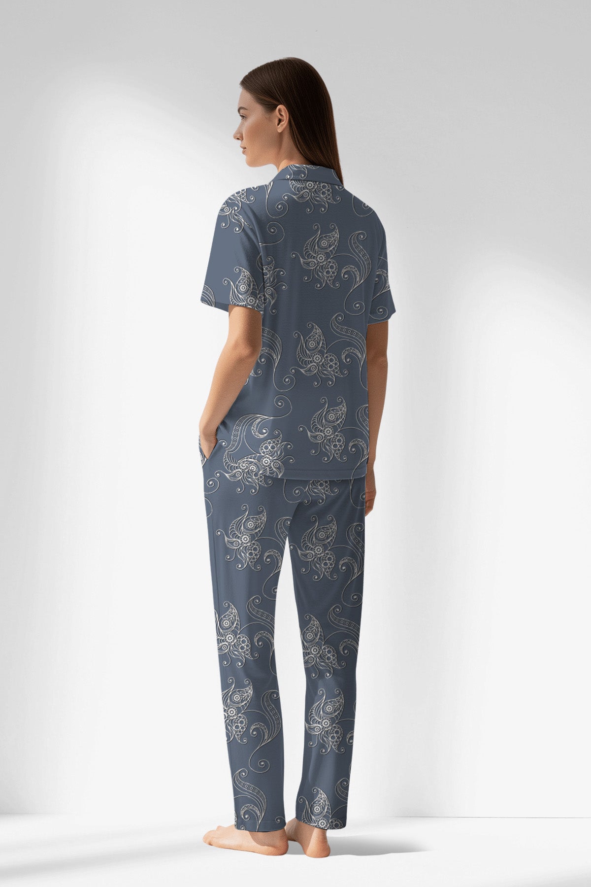 Woman Polyviscon Liliora Buttoned Pyjama Set - ROTASYON - Image 3