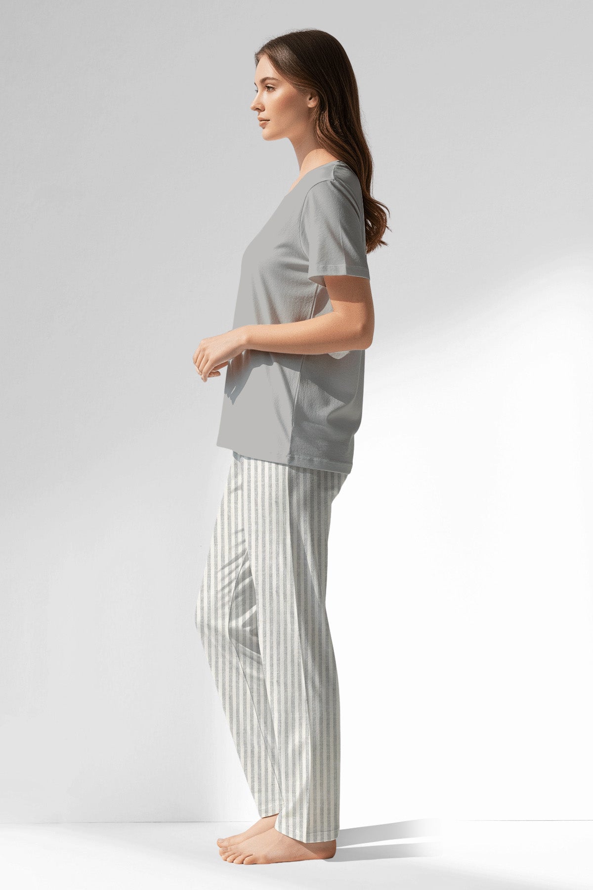 Woman Polyviscon InkWave Pyjama Set - METRAJ GRI - Image 2