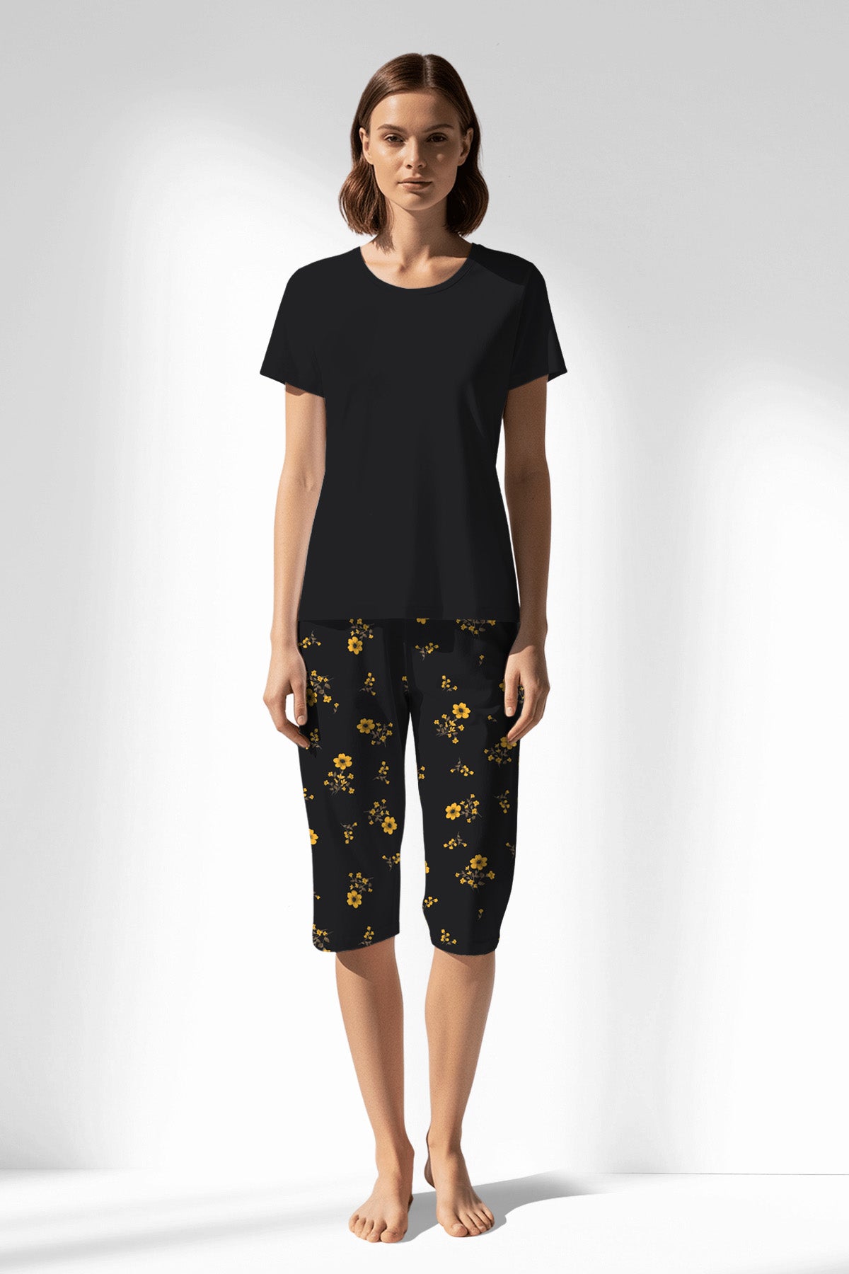 Woman Polyviscon Floryn Capri Set - METRAJ ZEMIN - Image 1