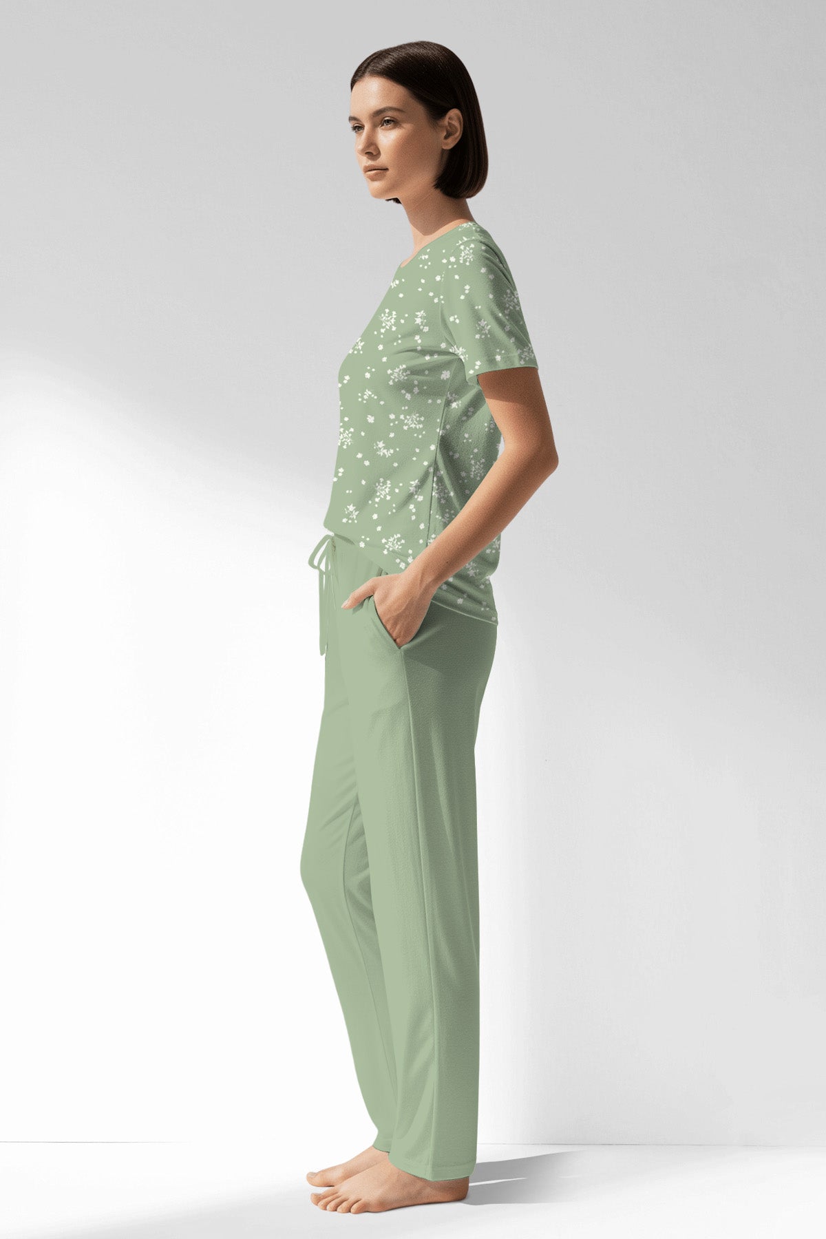 Woman Polyviscon Mirale Pocket Detail Pyjama Set - ROTASYON - Image 2