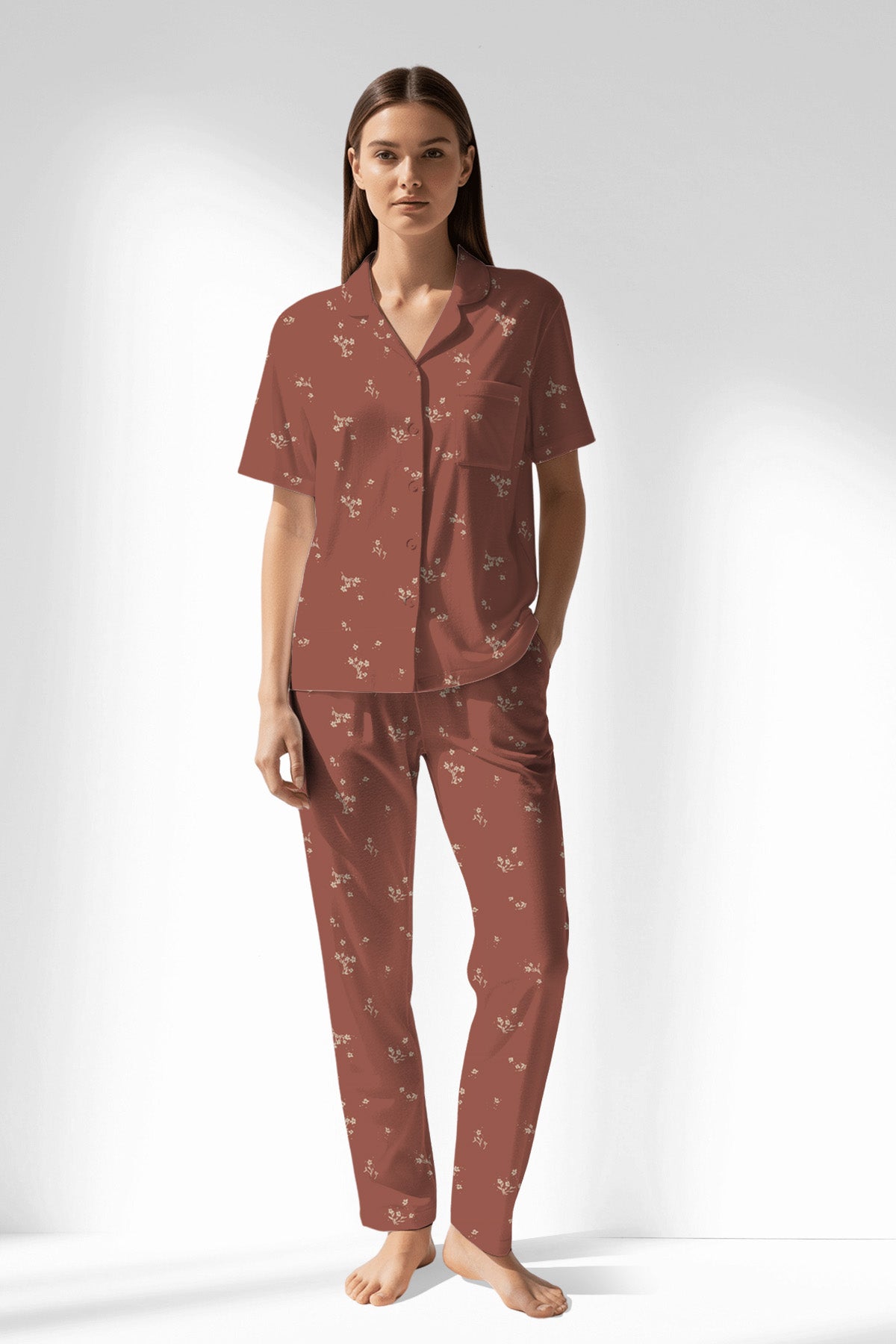 Woman Polyviscon Rosinia Buttoned Pyjama Set - ROTASYON - Image 1