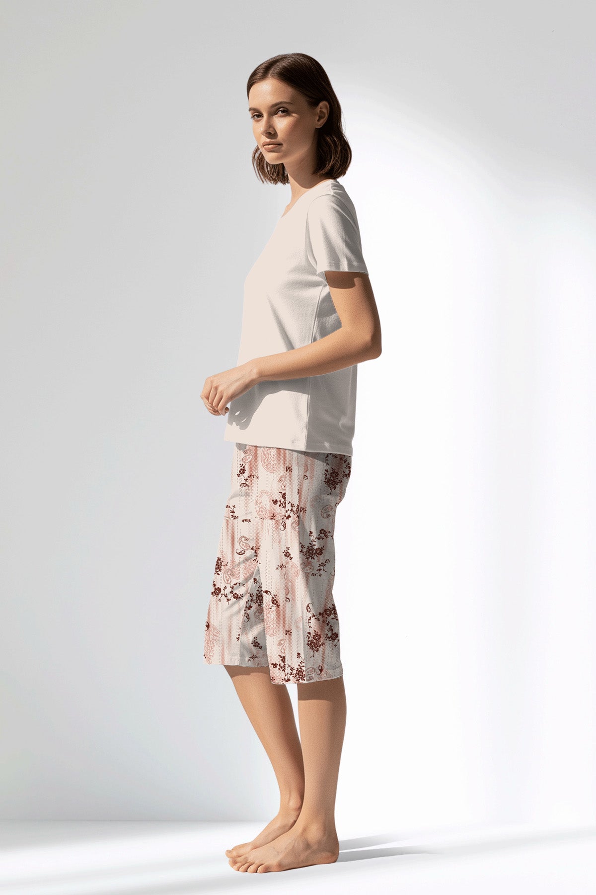 Woman Polyviscon Selvine Capri Set - METRAJ ZEMIN - Image 2