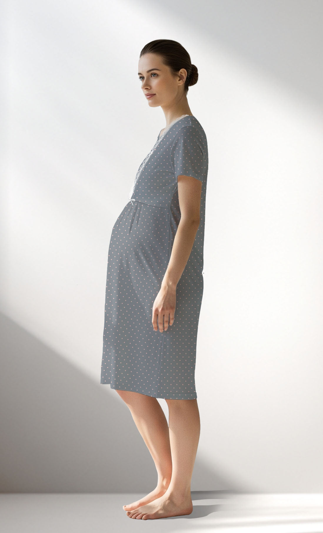 Woman Supreme Polka Pregnant Tunic - A-ROTASYON (GRI ZEMIN) - Image 2