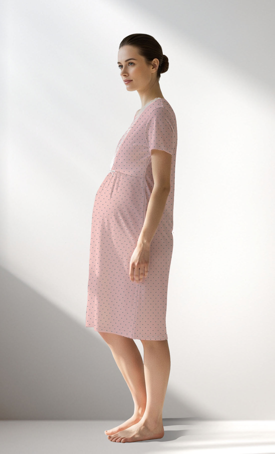 Woman Supreme Polka Pregnant Tunic - B-ROTASYON (PEMBE ZEMIN) - Image 2