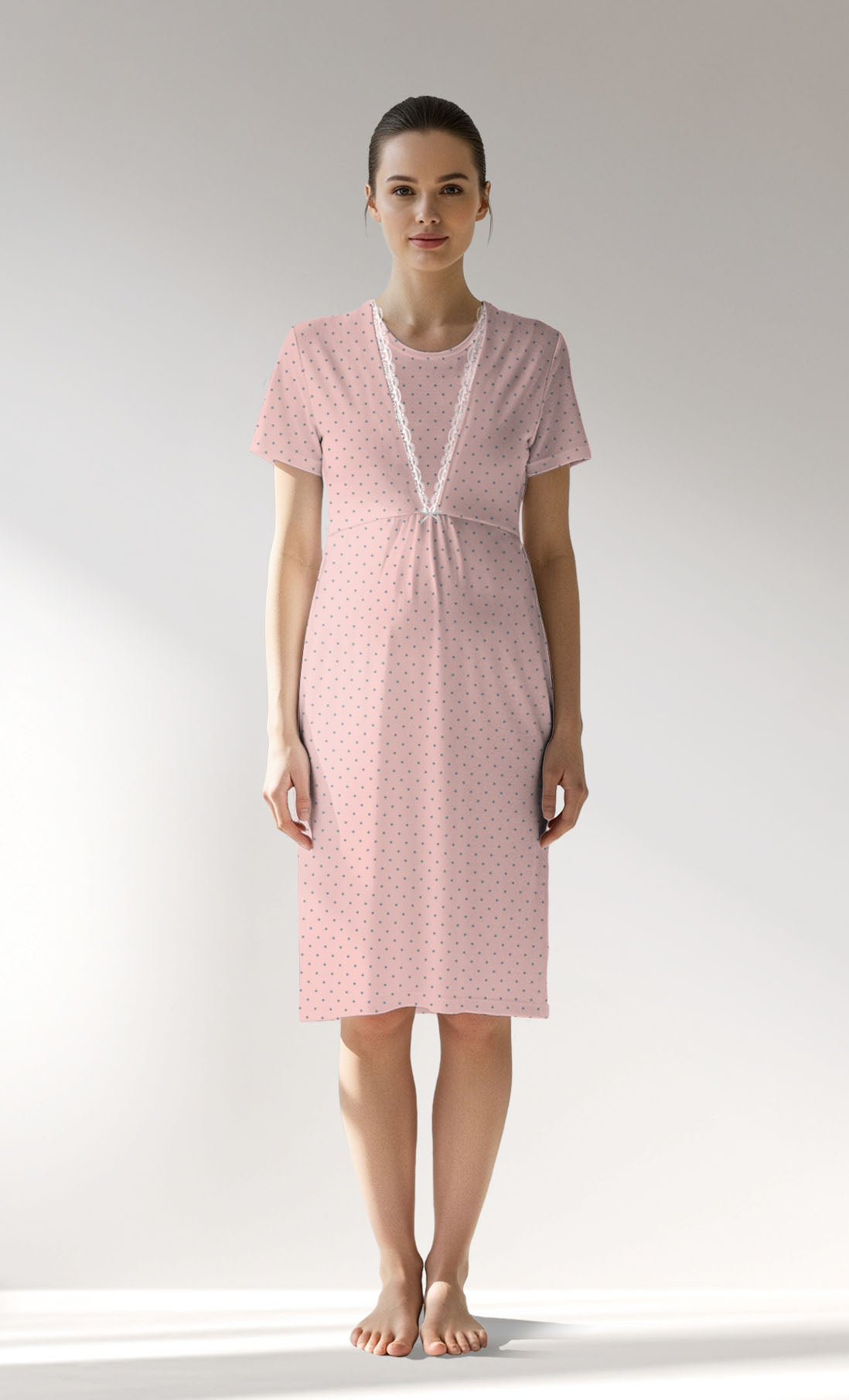 Woman Supreme Polka Pregnant Tunic - B-ROTASYON (PEMBE ZEMIN) - Image 1