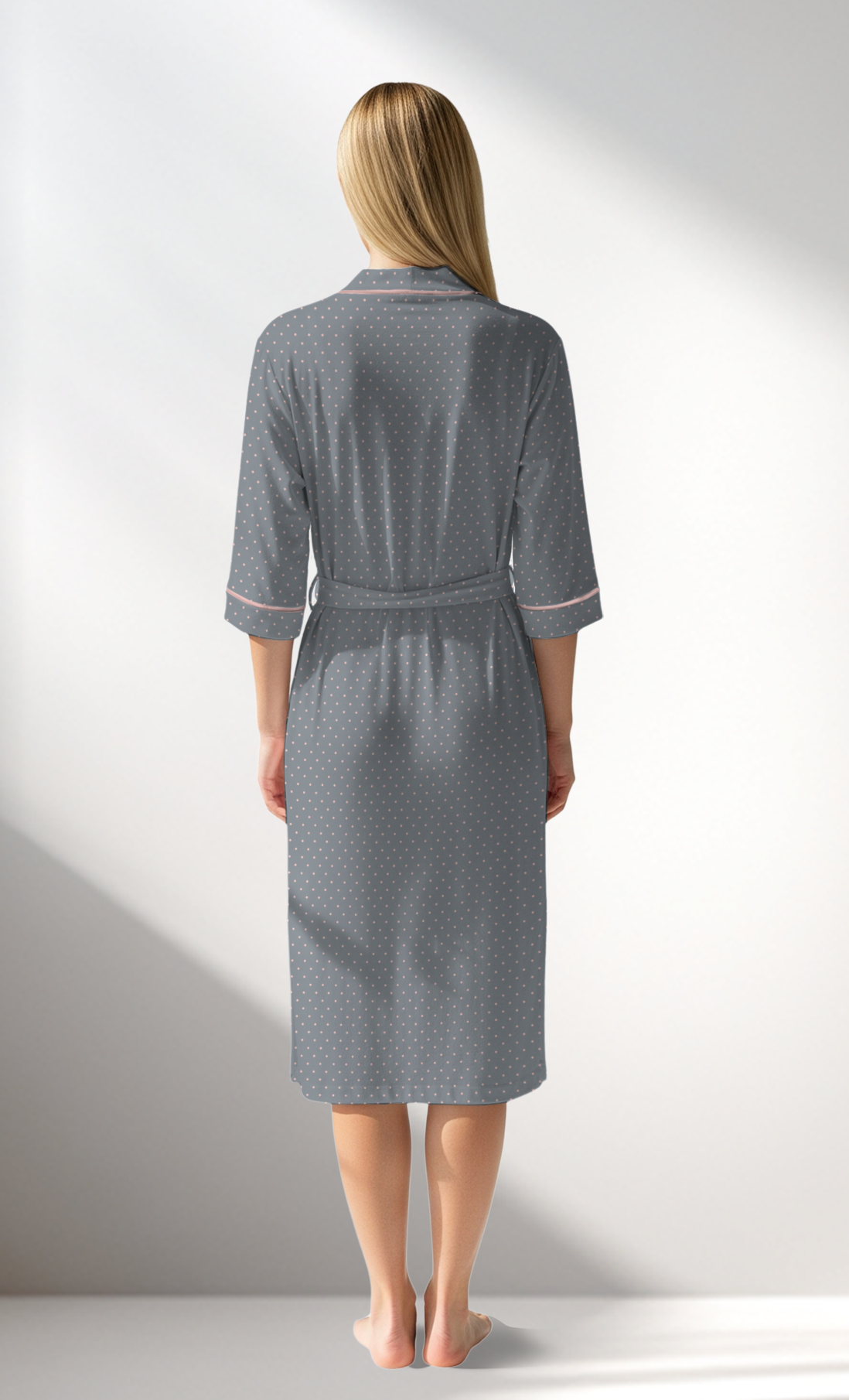 Woman Supreme Polka Dressing Gown - A-ROTASYON (GRI ZEMIN) - Image 3