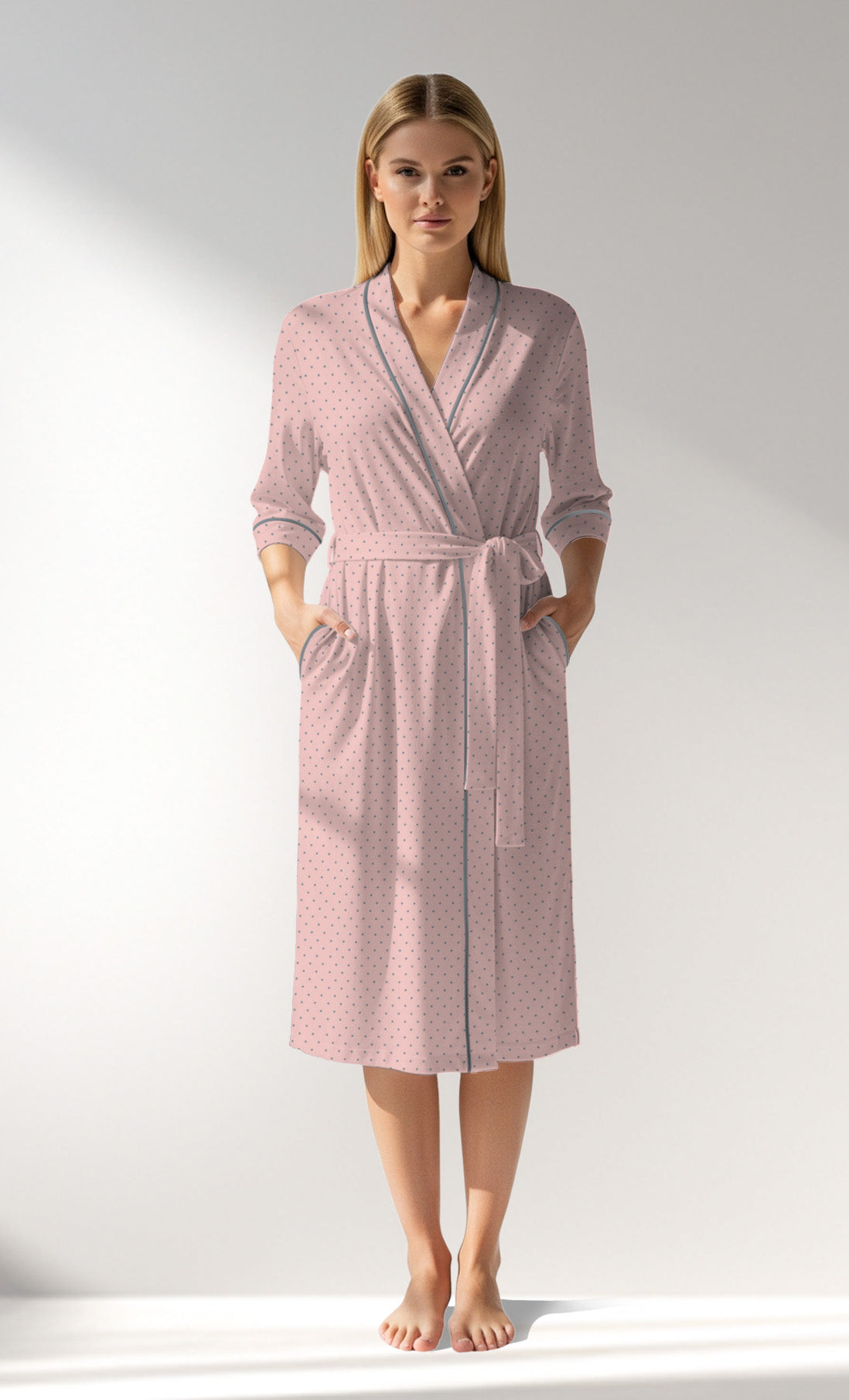 Woman Supreme Polka Dressing Gown - B-ROTASYON (PEMBE ZEMIN) - Image 1
