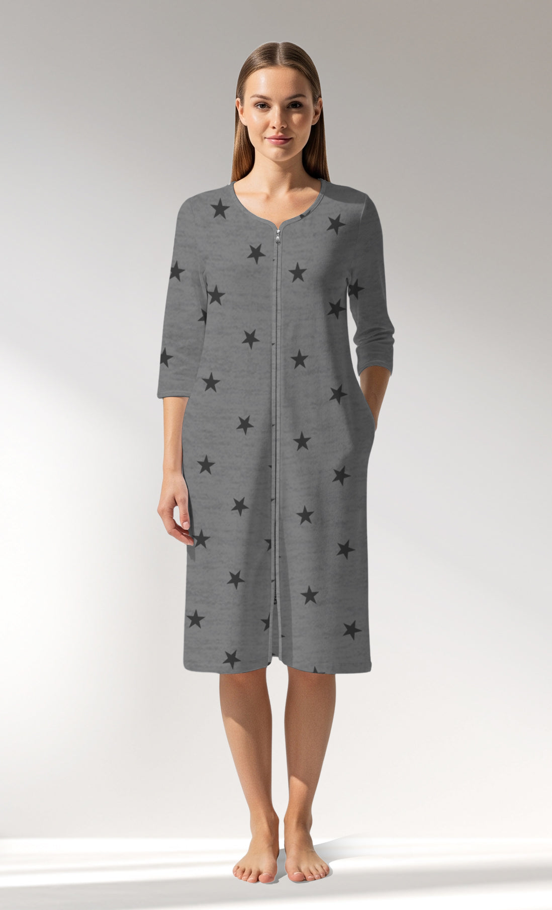 Woman Supreme Supernova Home Dress - A-ROTASYON (GRI ZEMIN) - Image 1