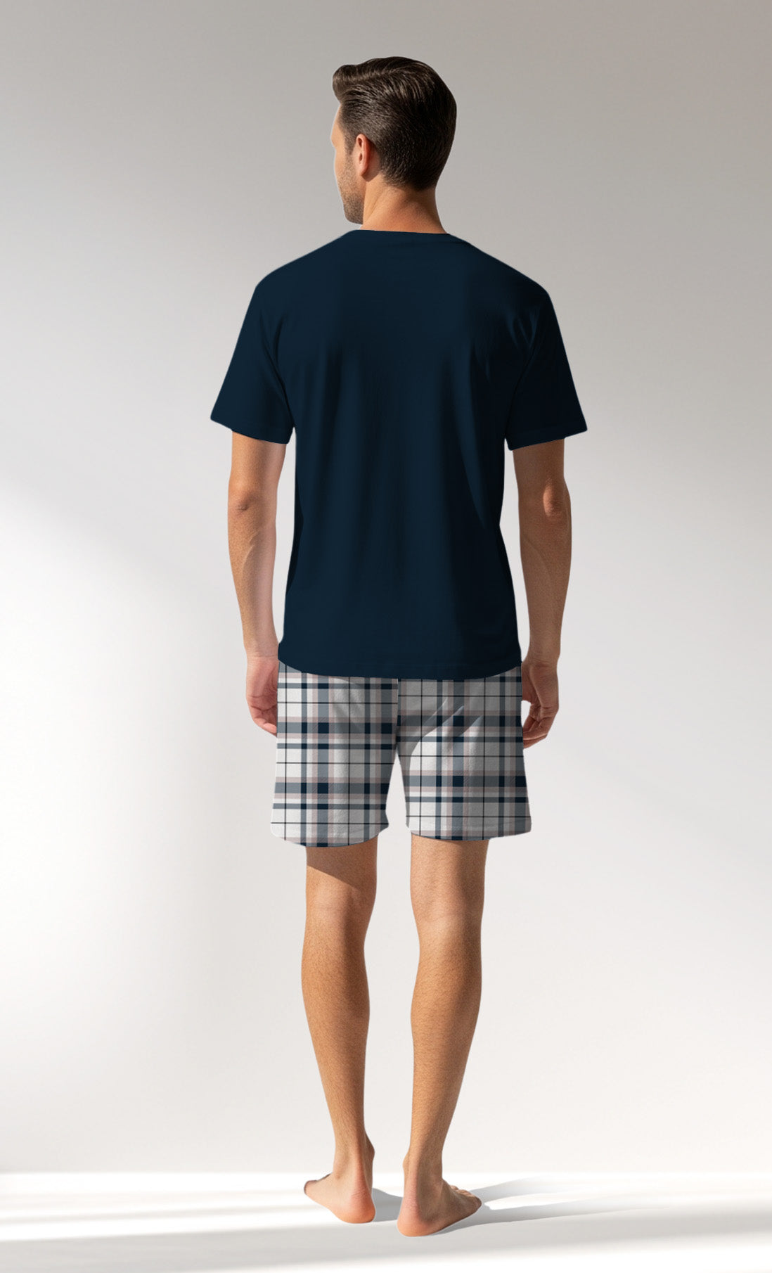 Man Supreme Plaidharbor Short Set - LACIVERT - Image 3