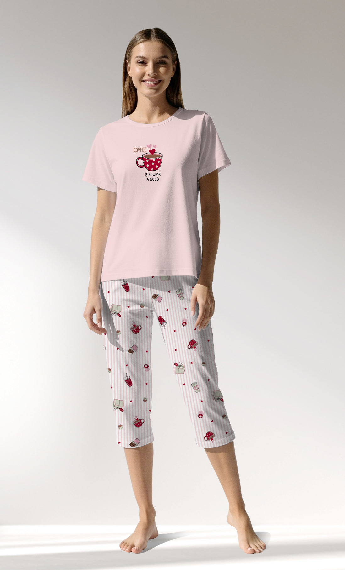 Woman Supreme CoffeTime Capri Set - PEMBE - Image 1