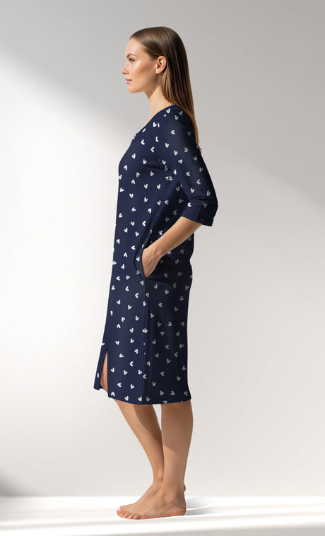Woman Supreme HeartBeat Home Dress - A-ROTASYON (LACIVERT ZEMIN) - Image 2