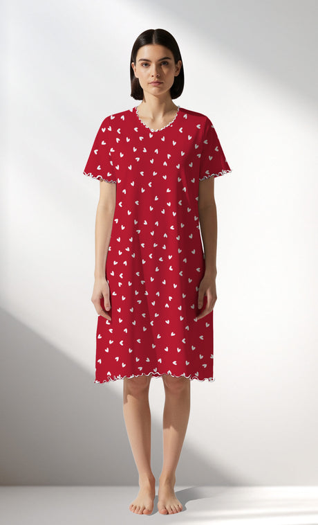 Woman Supreme HeartBeat Short Sleeve Tunic - B-ROTASYON (KIRMIZI ZEMIN) - Image 1