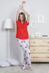 KADIN VISCON O YAKA KISA KOL ETEGI OVAL PIJAMA 002153