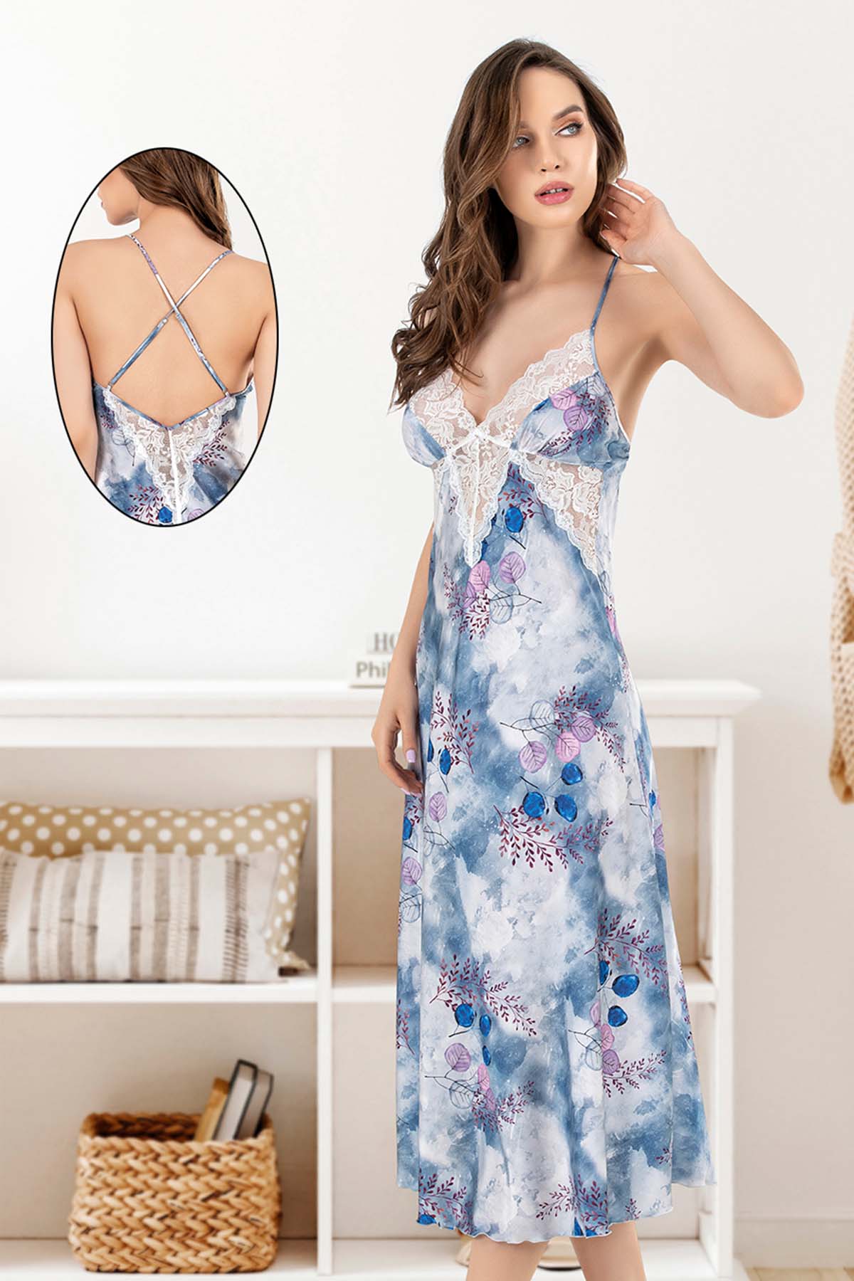 KADIN SATEEN UZUN BOY IP ASKILI TUNIK 161286
