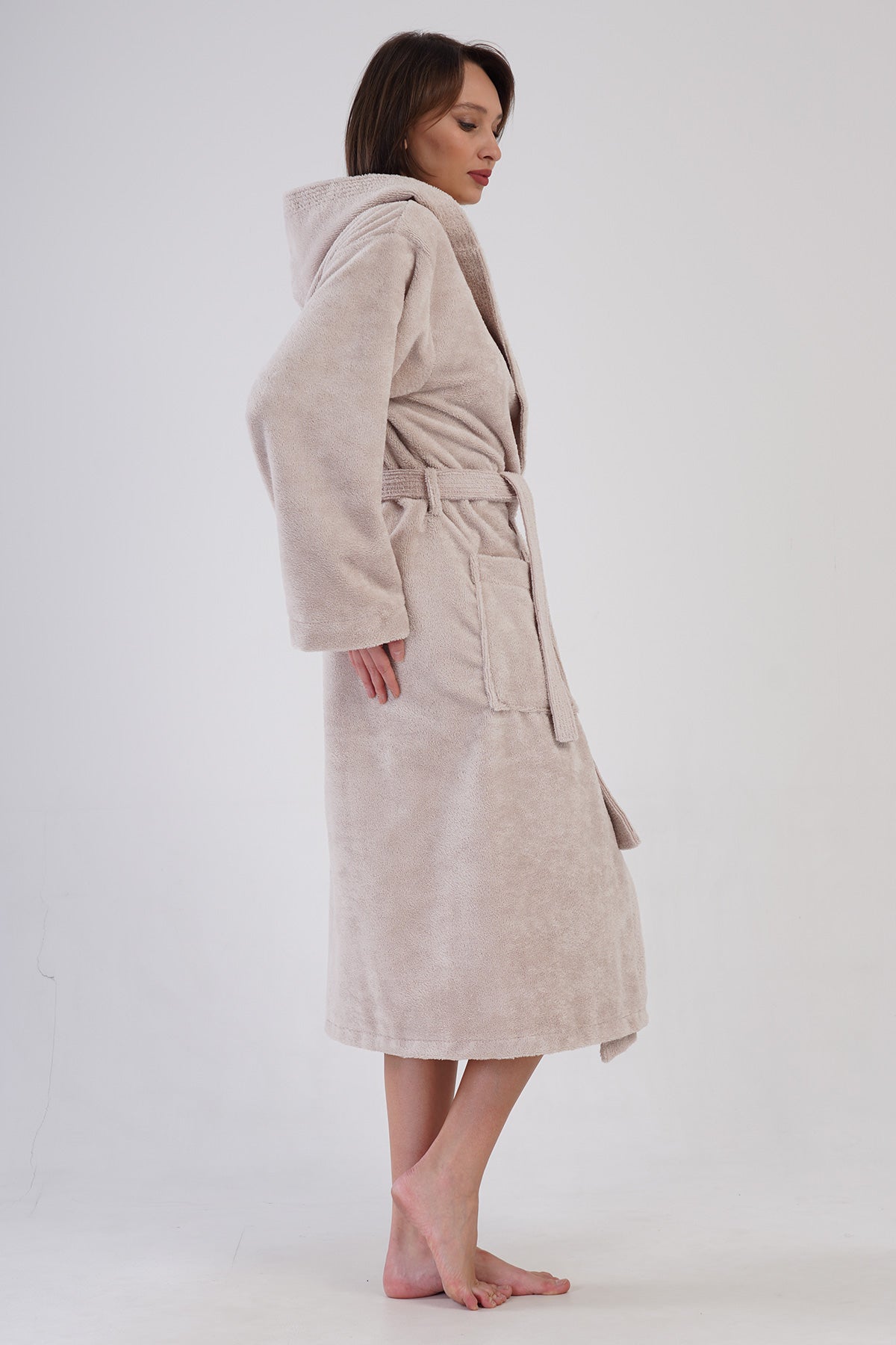 KADIN TRIGA KAPSONLU UZUN BORNOZ 161760