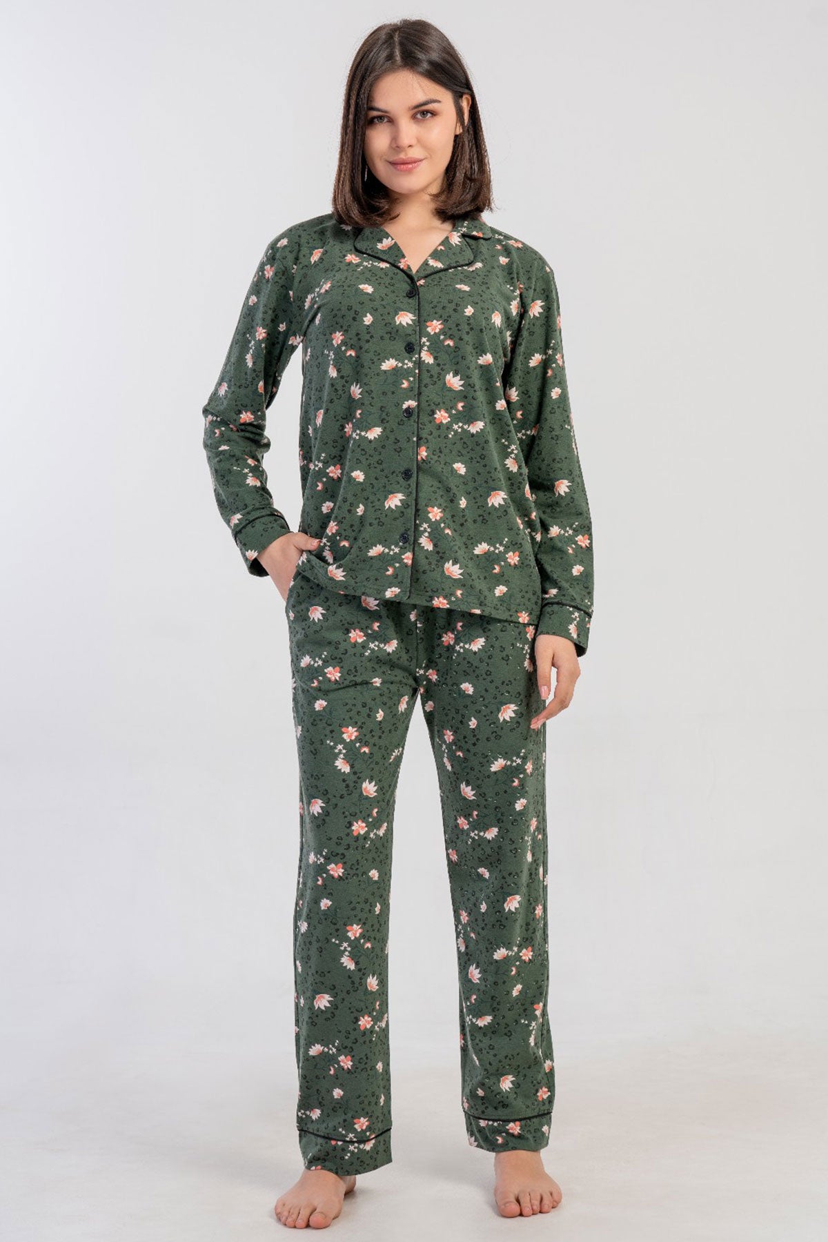 KADIN SUPREM TAMAMI DUGMELI UZUN KOL PIJAMA TAKIM 161793