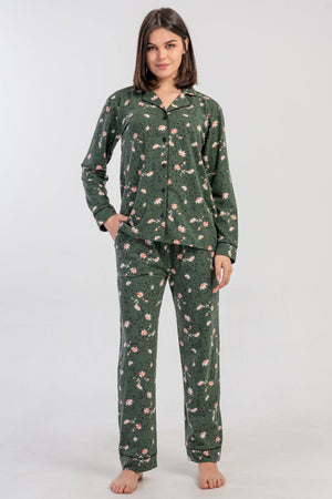 KADIN SUPREM TAMAMI DUGMELI UZUN KOL PIJAMA TAKIM 161793