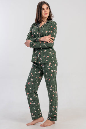 KADIN SUPREM TAMAMI DUGMELI UZUN KOL PIJAMA TAKIM 161793