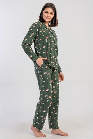 KADIN SUPREM TAMAMI DUGMELI UZUN KOL PIJAMA TAKIM 161793
