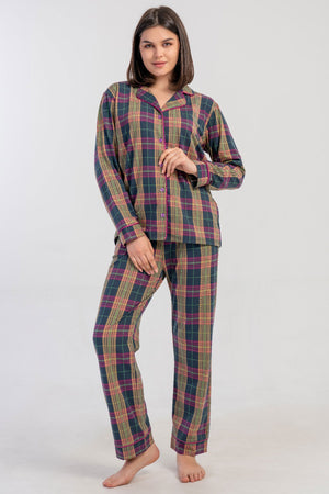 KADIN SUPREM TAMAMI DUGMELI UZUN KOL PIJAMA TAKIM 161795