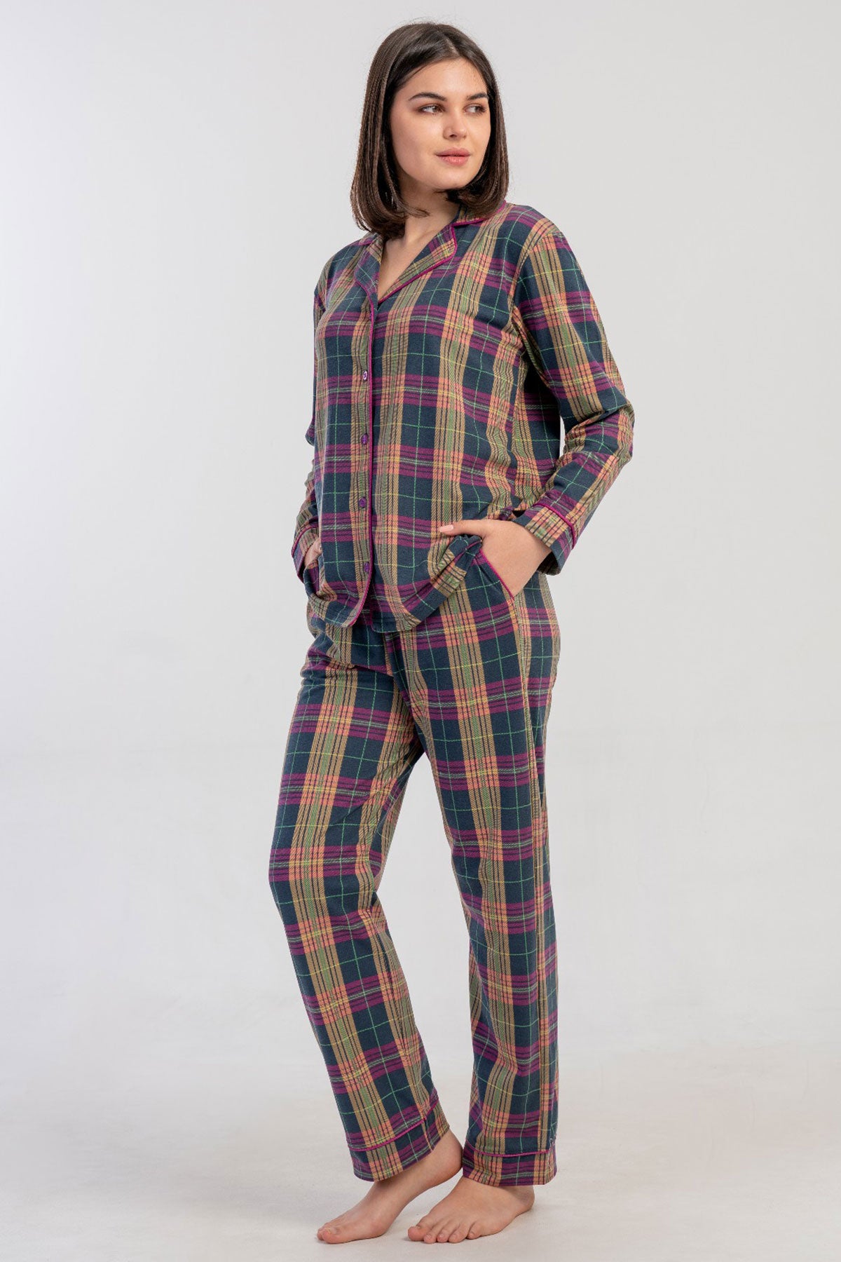 KADIN SUPREM TAMAMI DUGMELI UZUN KOL PIJAMA TAKIM 161795