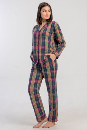 KADIN SUPREM TAMAMI DUGMELI UZUN KOL PIJAMA TAKIM 161795