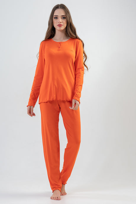 BAYAN LYC WORTEKS PATLI KAYIK YAKA UZUN KOL BIBILALI PIJAMA TAKIM 202074