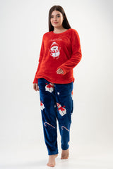 BAYAN SOFT O YAKA UZUN KOL ETEGI OVAL CEPLI PIJAMA TAKIM 202085