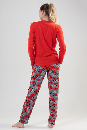 KADIN P.SUPREM O YAKA UZUN KOL ETEGI OVAL CEPLI PIJAMA TAKIM"