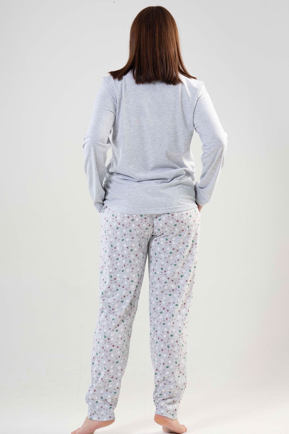 BAYAN P.SUPREM XXL O YAKA UZUN KOL ETEGI OVAL CEPLI PIJAMA TAKIM