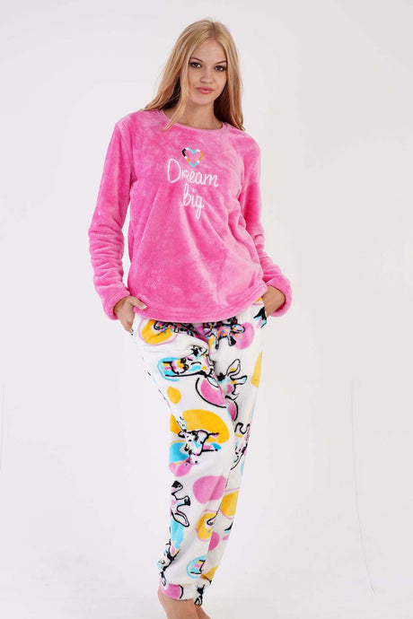 KADIN SOFT O YAKA UZUN KOL ETEGI OVAL MANSETLI CEPLI PIJAMA TAKIM 303085